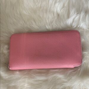 Hermes Pink Zip-Around Leather Wallet
